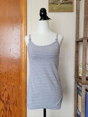 Thyme Maternity | Gray & White Striped Camisole Tank Top